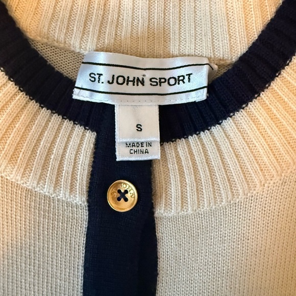 St John Sport Cream and Navy Nautical embellished Women's Cardigan - Picture 2 of 10